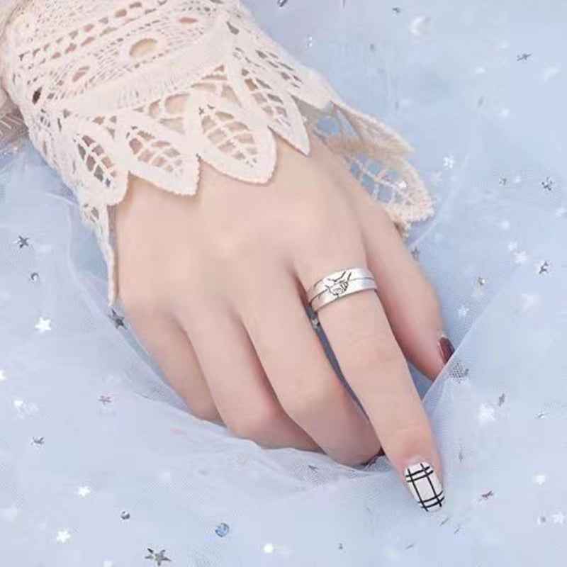 Matching Promise Couple Rings Adjustable Ring for Women Men Lovers Jewelry