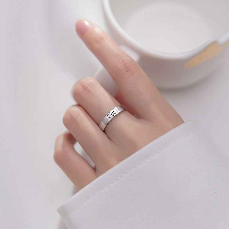 Cute Cat Matching Ring Adjustable Ring Animal Couple Jewelry Gift