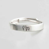 Cute Cat Matching Ring Adjustable Ring Animal Couple Jewelry Gift