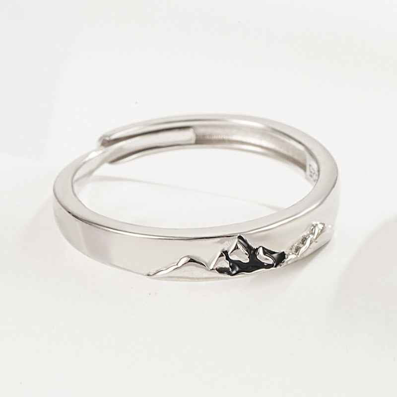 Mountain Ocean Couple Rings Matching Adjustable Ring Jewelry Gift for Lovers