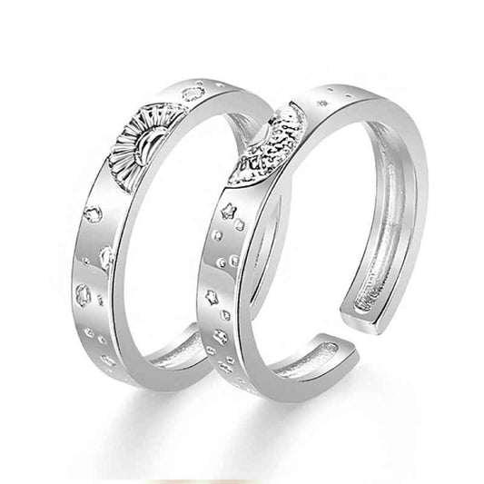 Sun and Moon Couple Rings Matching Ring Adjustable Ring Jewelry Gift for Lovers