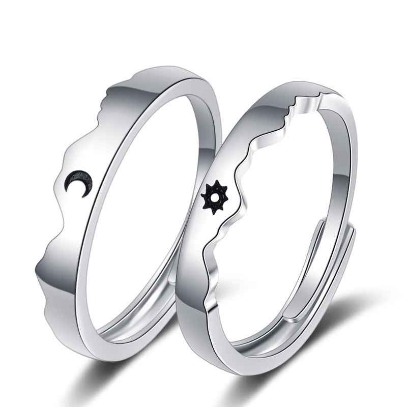Sun and Moon Couple Rings Matching Promise Ring Adjustable Ring Gift for Lovers