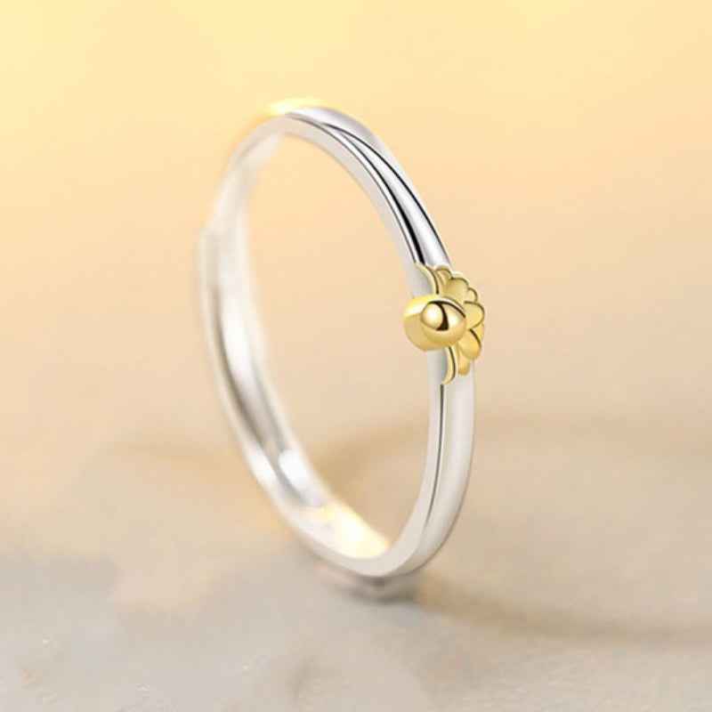 Sunflower Matching Promise Rings Couple Adjustable Ring Jewelry Gift for Lovers