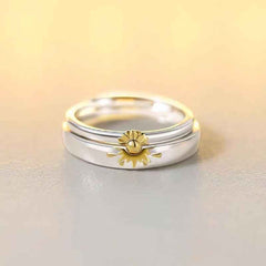 Sunflower Matching Promise Rings Couple Adjustable Ring Jewelry Gift for Lovers