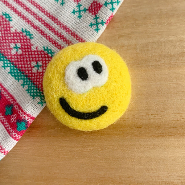Handmade Felt Mushroom Brooch - Unique Geometric Design Triangle Circle Square