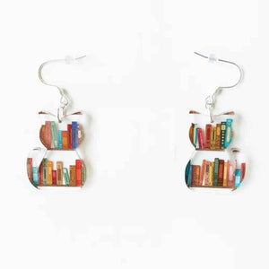Cat Dog Book Earrings Funny Acrylic Bookshelf Earring Jewelry for Book Lover Gifts