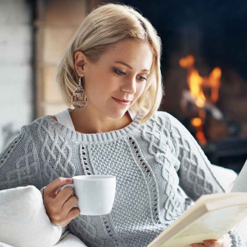 Cat Dog Book Earrings Funny Acrylic Bookshelf Earring Jewelry for Book Lover Gifts