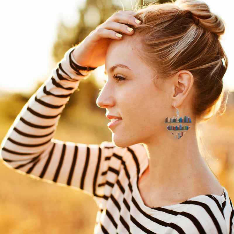 Cat Dog Book Earrings Funny Acrylic Bookshelf Earring Jewelry for Book Lover Gifts