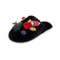Side profile of Christmas Tree Angel plush slipper showing open-heel slip-on design and cushioned plush footbed, ideal Christmas gift for family and grandma