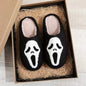 Halloween Ghost Plush Slippers front view soft white plush novelty ghost design unisex cosy home slippers ideal Halloween gift