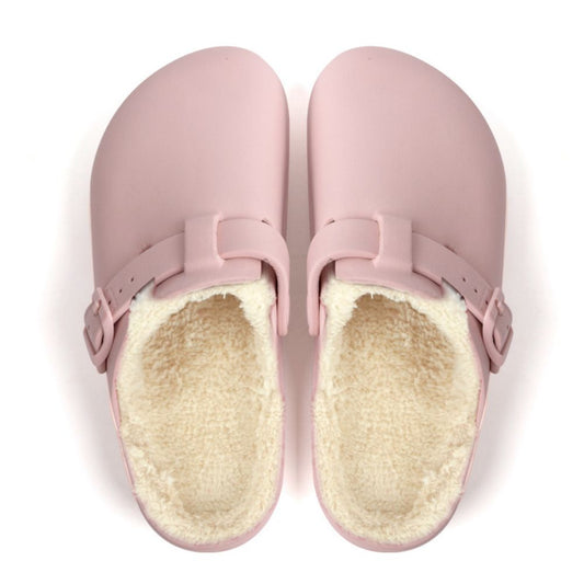 Rear and side profile of EVA nurse shoes highlighting adjustable buckle strap and deep heel cup for improved gait and all-day comfort