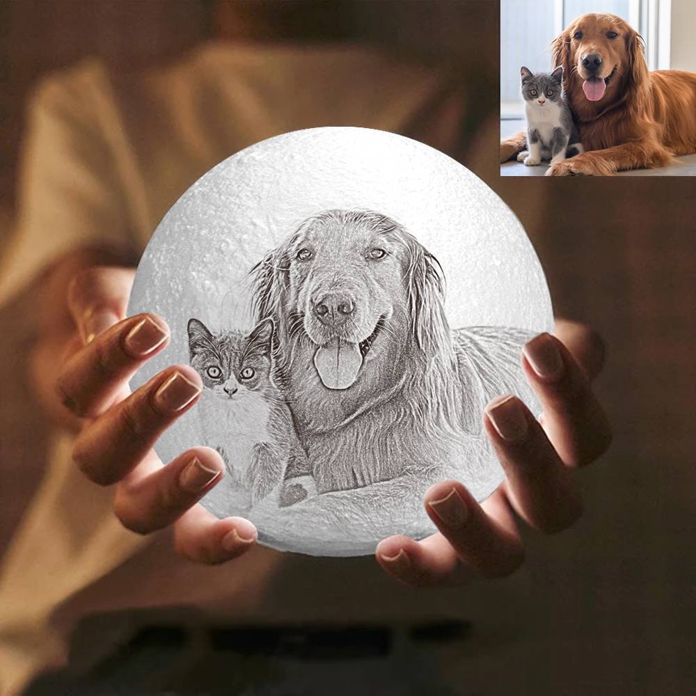 Personalised Photo Moon Lamp - Custom 3D Night Light with 16 Colours