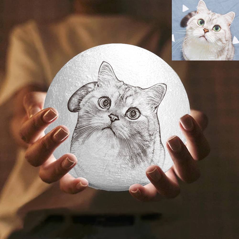 Personalised Photo Moon Lamp - Custom 3D Night Light with 16 Colours