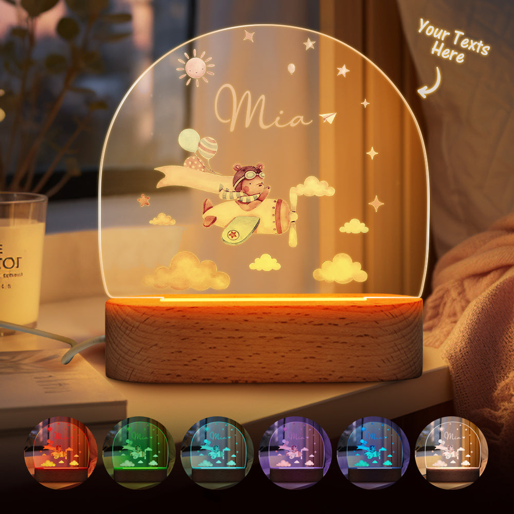 Personalised Santa & Elk Christmas Tree Night Light - Custom Name Desk Lamp