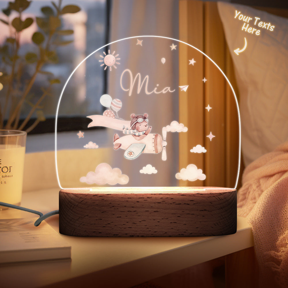 Personalised Santa & Elk Christmas Tree Night Light - Custom Name Desk Lamp