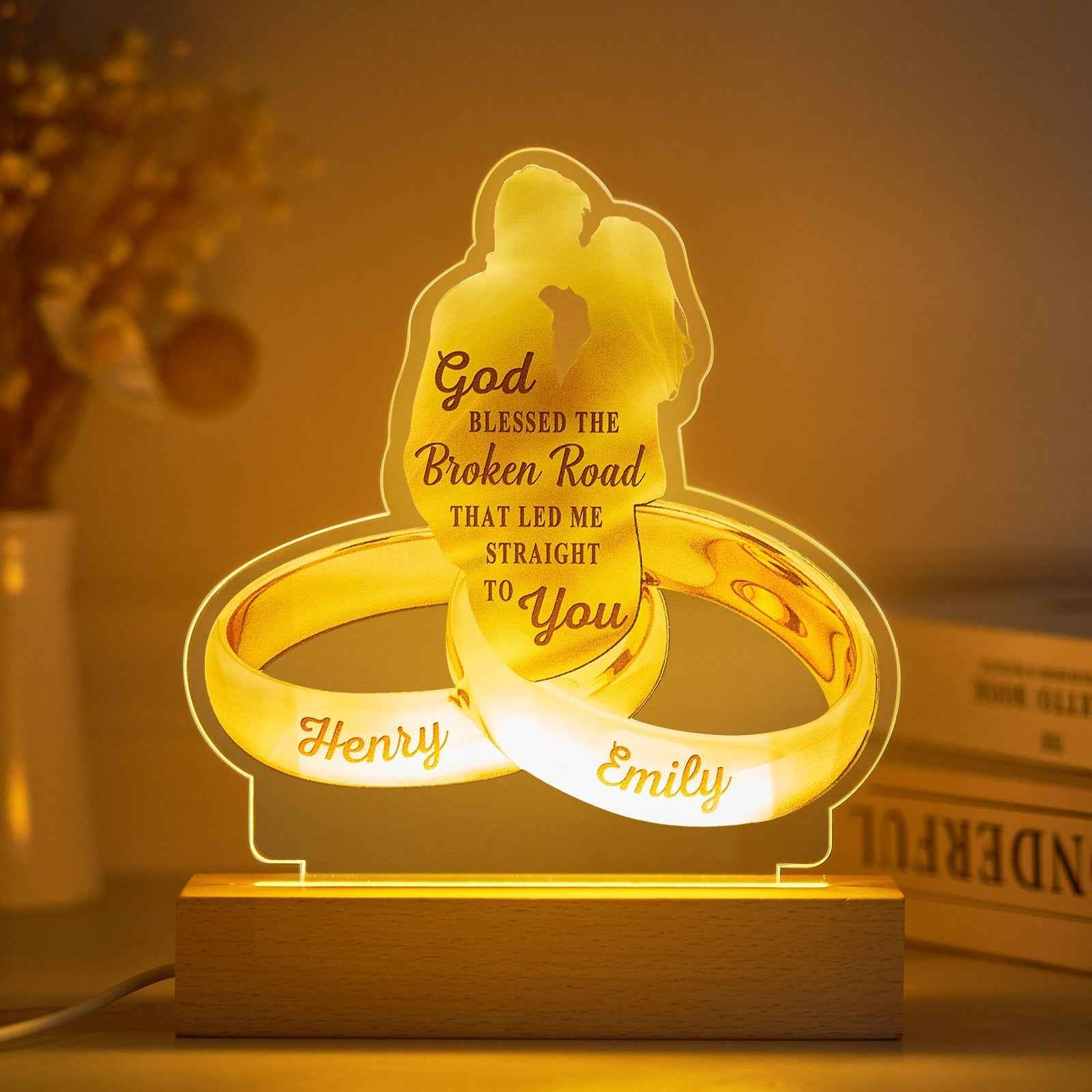 Custom Couple Names Acrylic Lamp Home Decor Night Light Anniversary Gifts