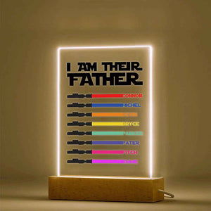 Personalized 8 Names I Am Their Father Night Light Acrylic Light Saber Plaque Father's Day Gifts