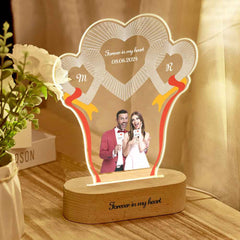 Custom Photo Engraved 3-Heart Night Lights Desk Decoration