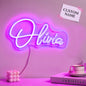Custom personalised neon name lamp lit in script style — LED neon sign for bedroom, stylish personalised lamp