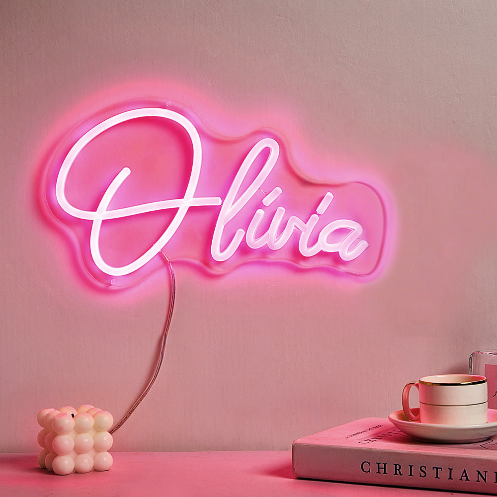 Colour options collage for custom personalised neon name lamp — LED neon sign colour choices for personalised bedroom décor