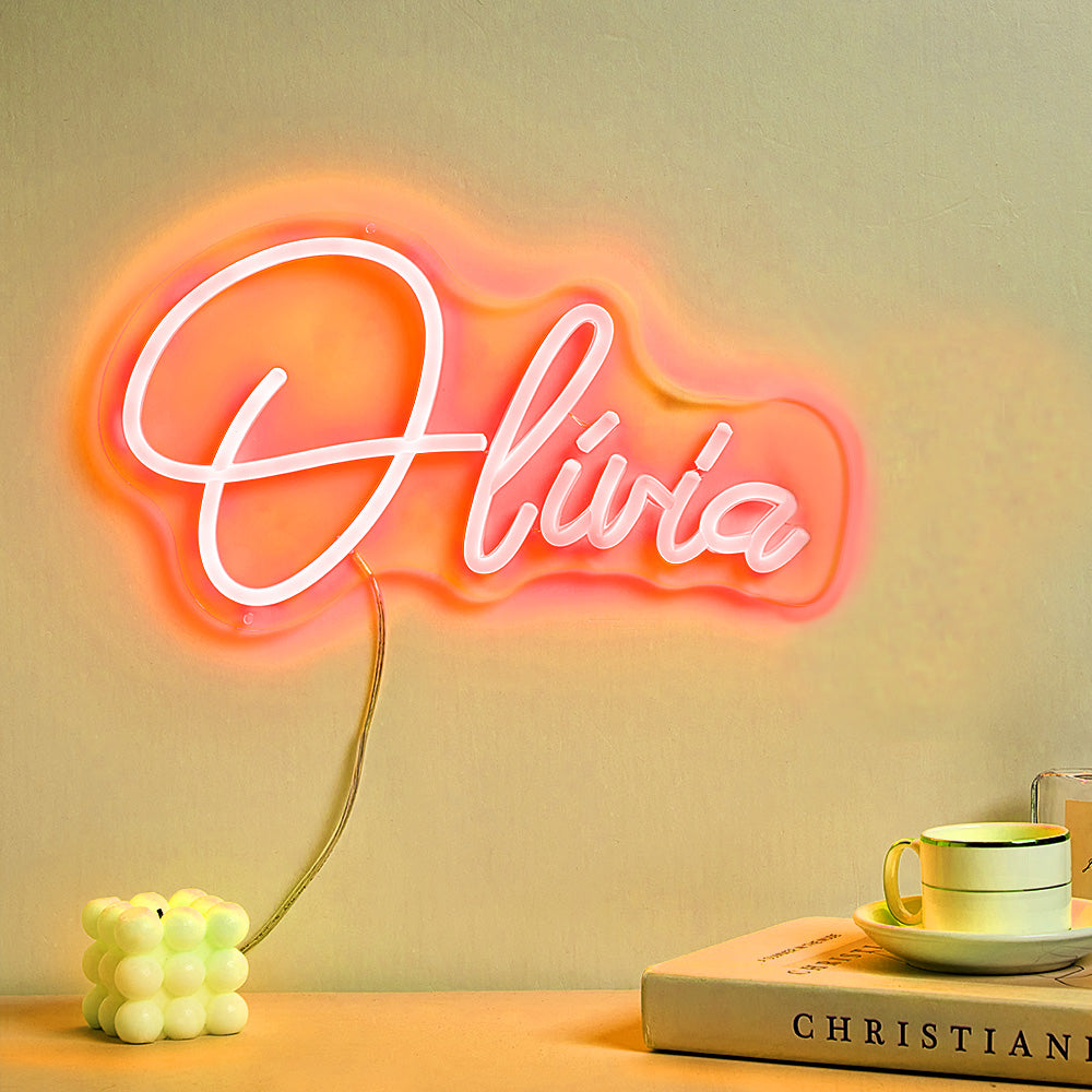 Quality inspection of custom personalised neon name lamp prior to dispatch — LED neon sign quality checked for flawless finish