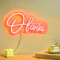 Quality inspection of custom personalised neon name lamp prior to dispatch — LED neon sign quality checked for flawless finish