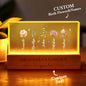 Custom family tree assembled from individual birth flower panels — personalised lamp keepsake for Grandma