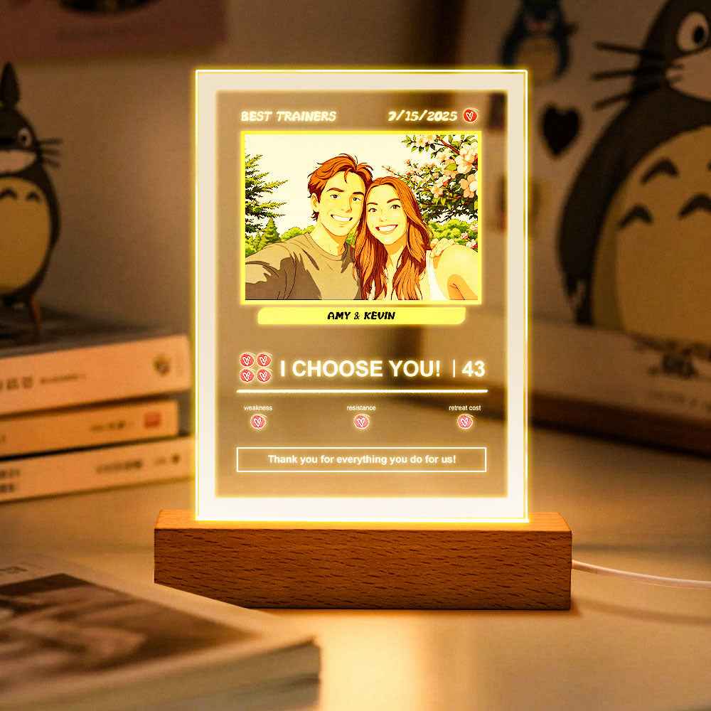 Custom Acrylic Poke Card Personalized Photo and Text Lamp Plaque Night Light Romantic Gift
