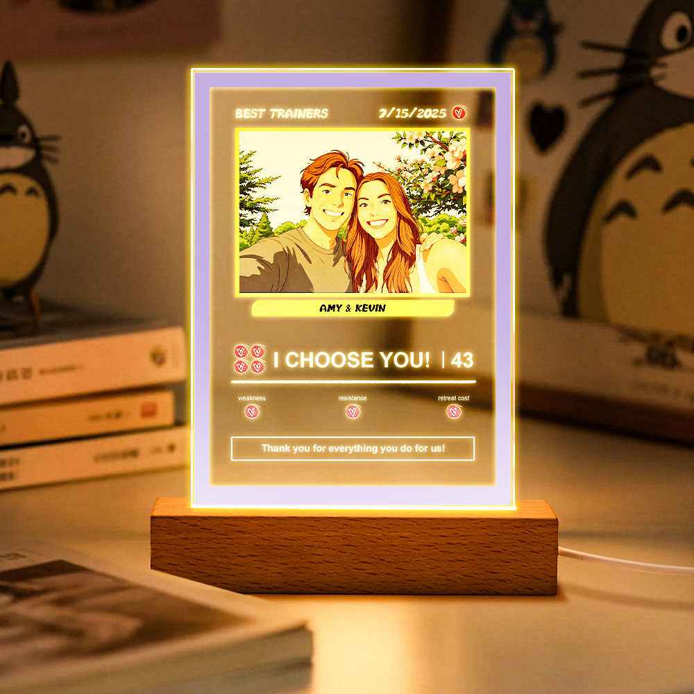 Custom Acrylic Poke Card Personalized Photo and Text Lamp Plaque Night Light Romantic Gift