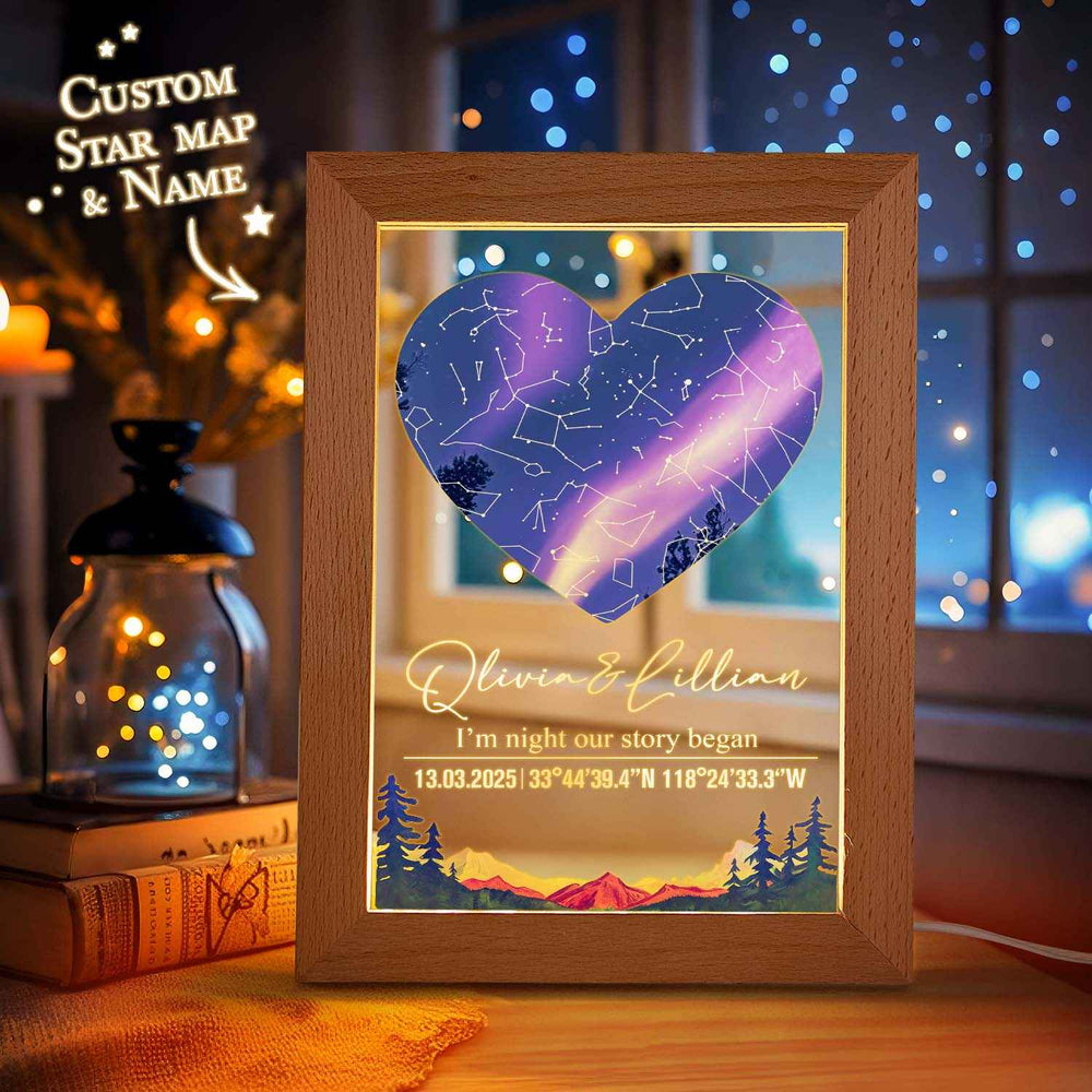 Custom Star Map Night Light Acrylic Lamp with Date Text and Wooden Base Home Decor for Valentine’s Day Anniversary Gift for Couples