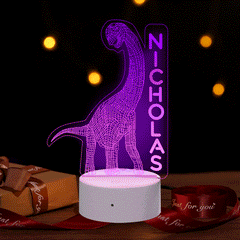 Personalised Dinosaur LED Night Light | Kids Bedroom Lamp Gift
