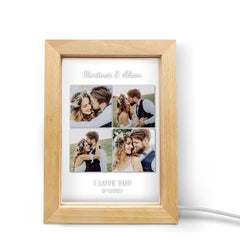 Custom Engraved Photo Frame with LED Lights - Personalised Anniversary Gift