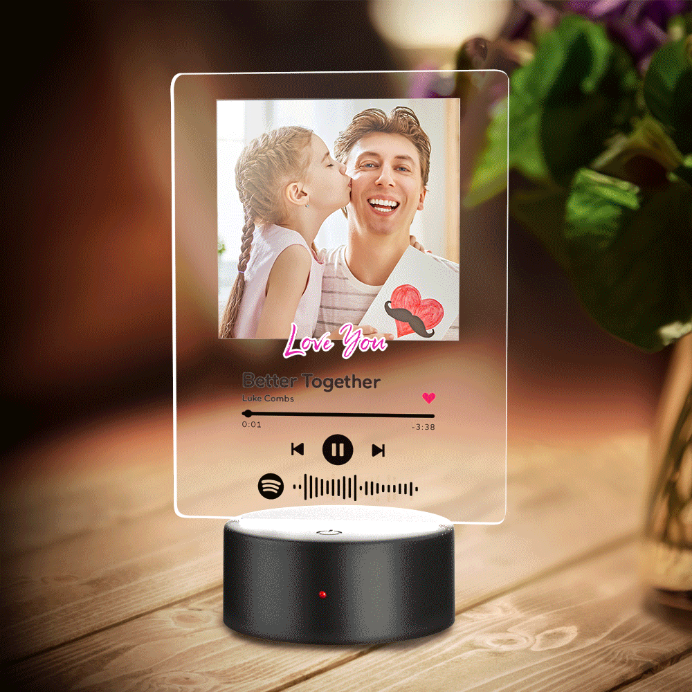 Personalised 7-Colour Music Night Light with QR Code - Custom Text & Song