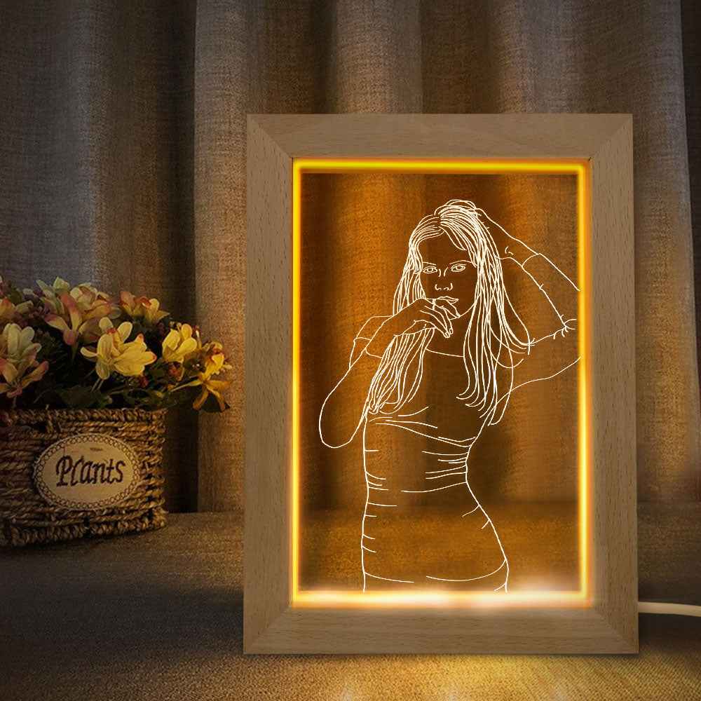 Personalized Engraved 3D Picture Wood Photo Frame Night Lights