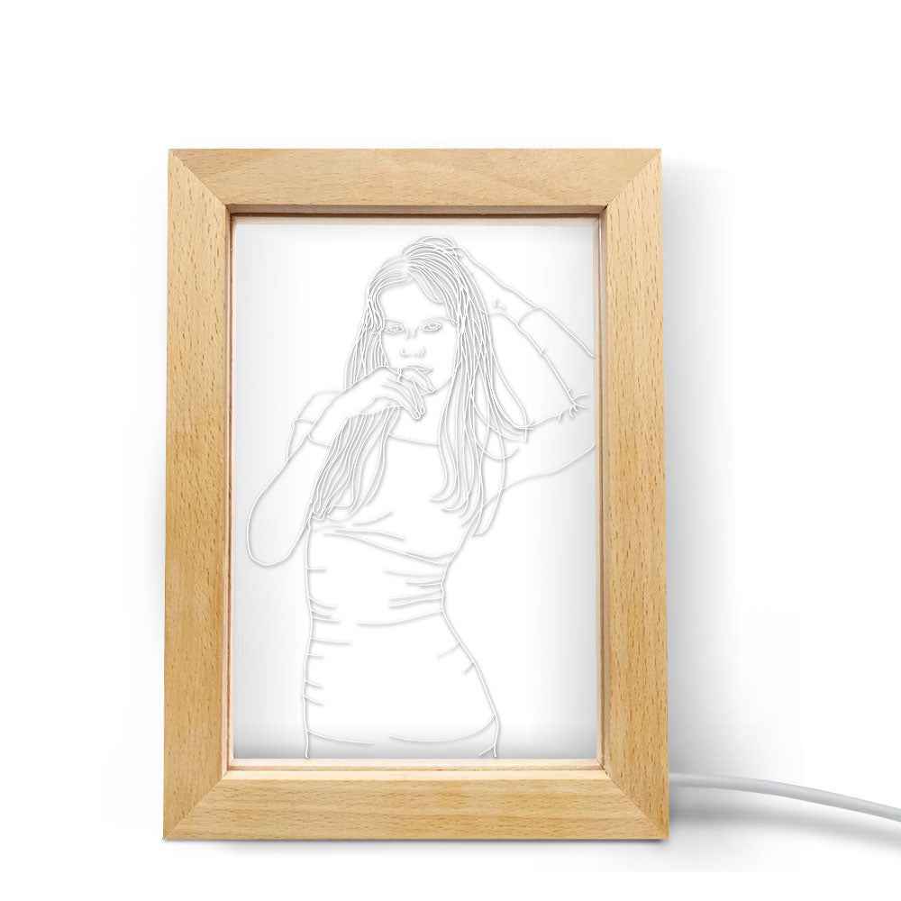 Personalized Engraved 3D Picture Wood Photo Frame Night Lights