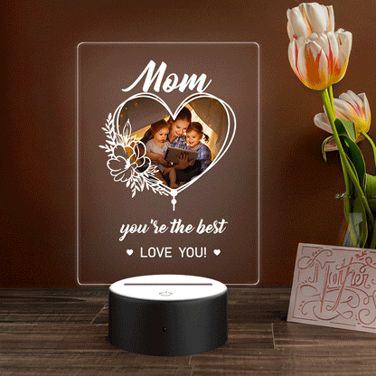 Personalised Photo Night Light Desk Lamp | Custom Acrylic Gift for Mum