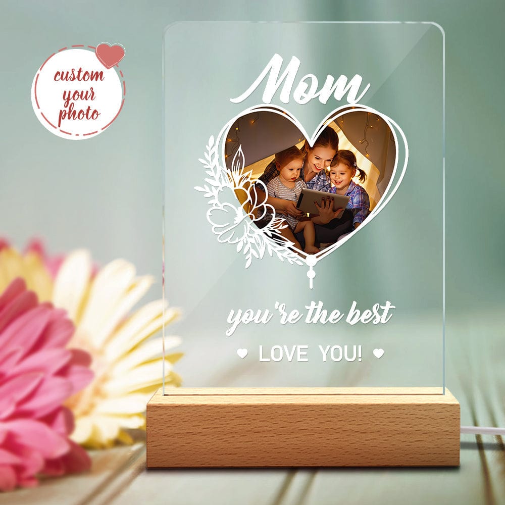 Personalised Photo Night Light Desk Lamp | Custom Acrylic Gift for Mum