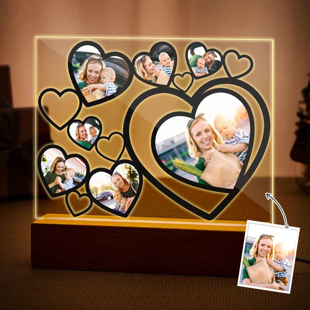 Love Heart Custom Photo Black Lamp Multiphotos Night Light