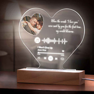 Love Gifts Custom Heart-Shaped Code Music Plaque Night Light Engraved Text Plaque