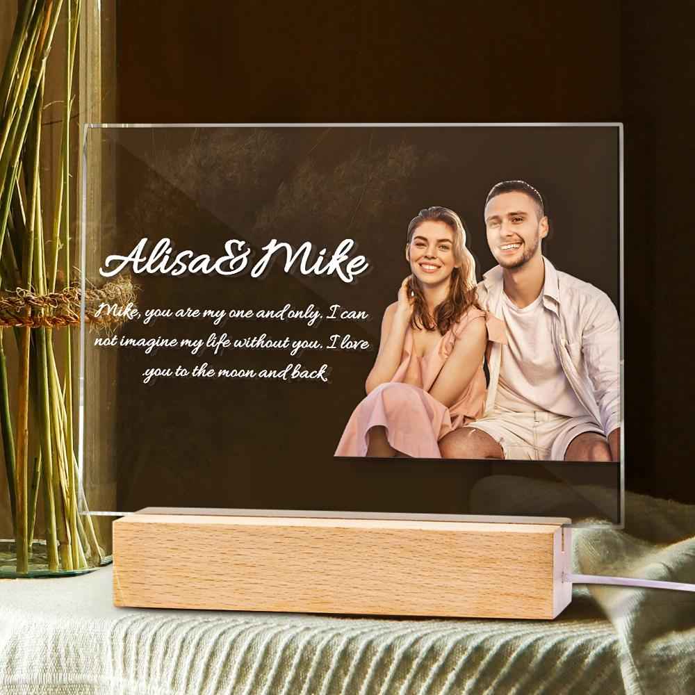 Personalized Acrylic Plaque Night Lamp Custom Photo Night Light