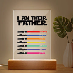 Personalised 'I Am Their Father' Lightsaber Night Light - Custom Acrylic Plaque for Dad
