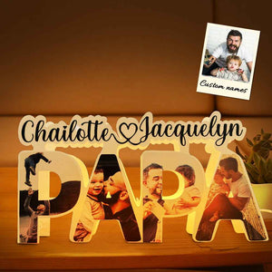 Custom Papa Photo Name Light Personalized Acrylic Family Name Lamp Desk Decoration Gift for Father