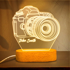 Personalised Name 3D Camera Acrylic Night Light - Custom LED Lamp