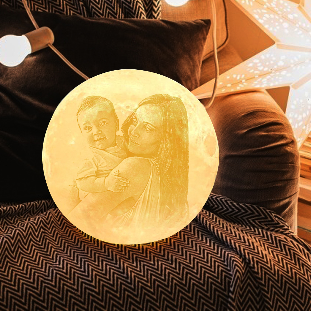 Personalised Photo Moon Lamp - Custom Night Light for Birthday, Anniversary & Valentine's Day Gifts