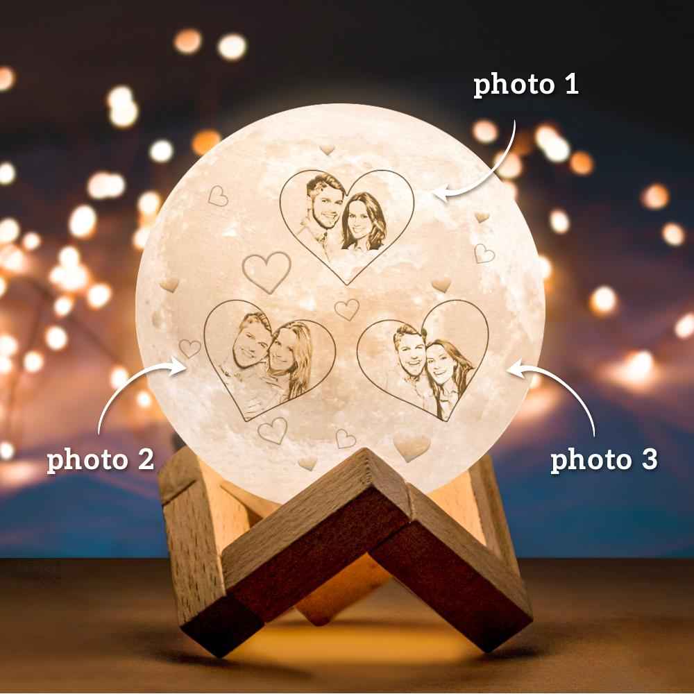 Photo Moon Lamp Custom 3d Light Heart Engraved Moon Lamp - Touch Two Colors 10cm-20cm Available Couple Gift