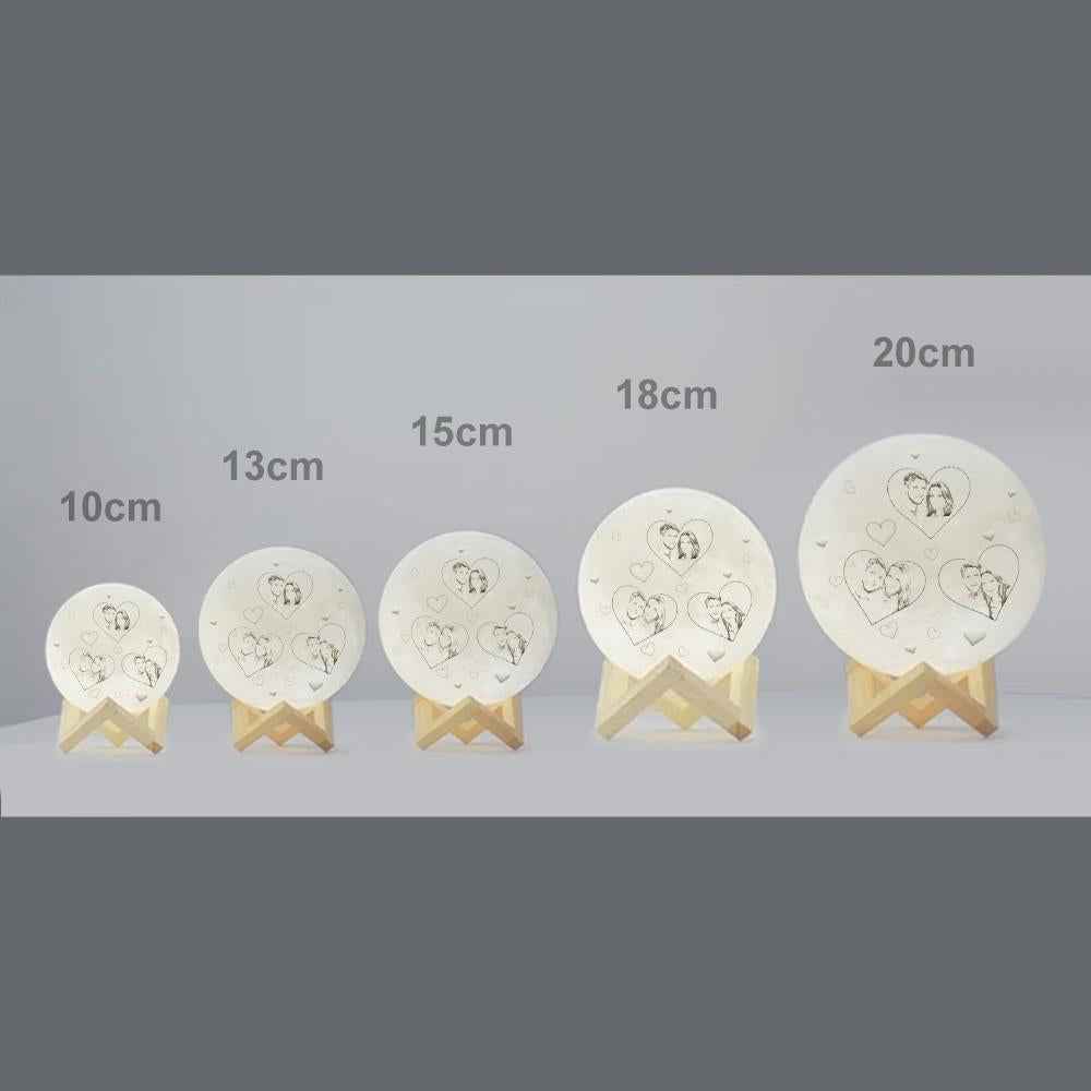 Photo Moon Lamp Custom 3d Light Heart Engraved Moon Lamp - Touch Two Colors 10cm-20cm Available Couple Gift