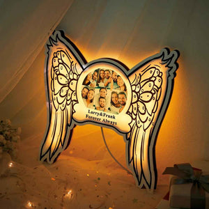 Custom Photo Engraved Night Light Angel Wings Home Gifts