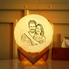 Personalised Photo Moon Lamp - Custom Engraved Night Light Gift (10-20cm)