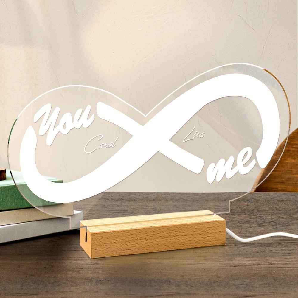 Infinity Led Night Light Personalized Neon Sign Led Lamp Acrylic Night Light Gift for Couple