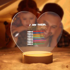 Father's Day Gift Personalized Acrylic Night Light I Am Their Father Heart Night Light